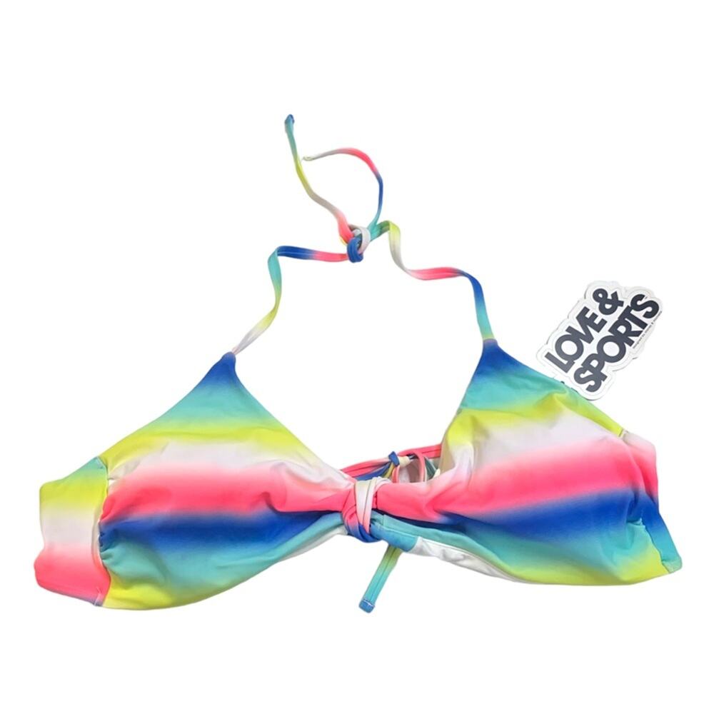 NWT Love & Sports Knotted Tie Swim Top Bikini Multi Colored Size XXL (20)